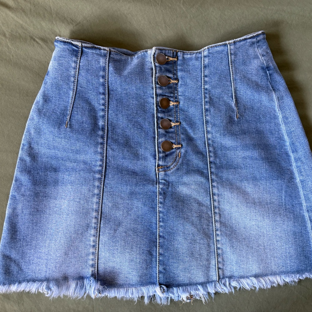 Altar'd state denim frayed mini skirt